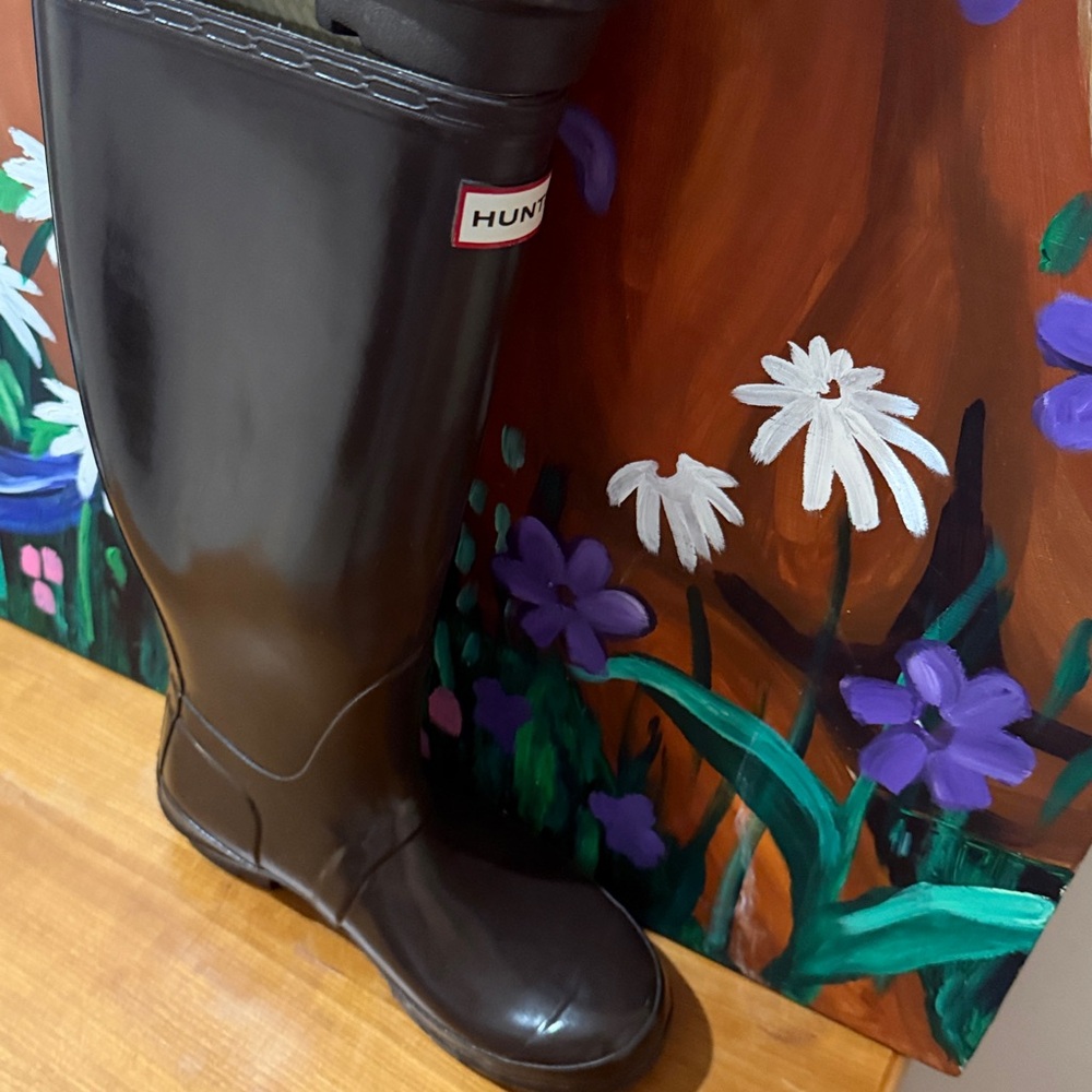 Rare! Hunter Original Tall Wellies iCocoa Gloss Brown 6M 7F UK5 EU38 - Picture 14 of 16